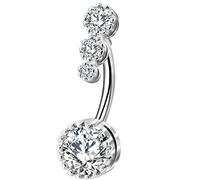 OUFER 14G Piercing Ombelico Acciaio Chirurgico 316L Round CZ Argento Palline Navel Ring Belly Bar Semplice Gioiello Donna 10mm