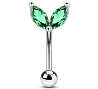 OUFER 16G Eyebrow Piercing Jewelry Acciaio Chirurgico 316L Curvo Verde Marchese Rook Ring Barbell Cartilage Earring 8 mm Orecchini Gioielli Per il Corpo Per Donna