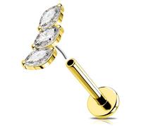 OUFER 16G Oro Helix Piercing Threadless Push in Trago Earring Acciaio Chirurgico 316L Orecchino Conch Trasparente Marquise CZ Lip Stud Per Le Donna 6 mm
