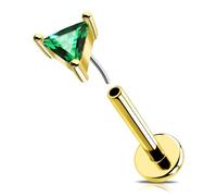 OUFER 16G Oro Orecchini Helix Pin di Contatto Conch Piercing Acciaio Chirurgico 316L Verde Triangolo CZ Tragus Earring Lip Stud Per Le Donna 6 mm