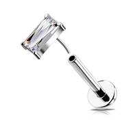 OUFER 16G Piercing Helix Acciaio Chirurgico 316L Pin di Contatto Conch Earring Verde Rettangolo CZ Lip Stud Orecchini Tragus Per Le Donna 8 mm