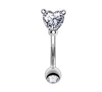 OUFER 16G Rook Daith Piercing Curved Bar Argento Acciaio Chirurgico Cuore CZ Eyebrow Sopracciglio Cartilagine Orecchino Helix Conch Tragus Snug Earring Gioielli Donne