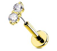 OUFER 18G Oro Anello Naso Threadless Piercing Helix Acciaio Chirurgico 316L Trasparente CZ Flat Cartilage Trago Piercing Per Le Donna 8 mm Lip Stud