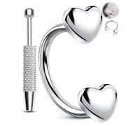 OUFER 20 g Set di anelli per il naso a forma di cuore, piercing al naso a ferro di cavallo in acciaio chirurgico 316L con pallina, gioielli per il corpo da 8 mm per setto, rook, elica
