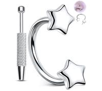 OUFER 20 g Set di anelli per il naso a forma di stella, piercing al naso a ferro di cavallo in acciaio chirurgico 316L con pallina, gioielli per il corpo da 7 mm per setto, rook, elica