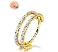 OUFER 20G Doppio CZ Piercing Naso Acciaio Chirurgico 316L Piercing Nostril Argento/Oro/Nero, Anello Naso 6/7/8 mm Gioielli per il Corpo per Lobo Cartilagine Trago Daith per Donna