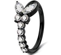 OUFER 20G Farfalla Anello Naso Nero con CZ Marquise e Rotondi, Acciaio Chirurgico 316L Piercing Nostril, 8 mm Torsione Nose Hoop per Cartilagine Helix e Trago