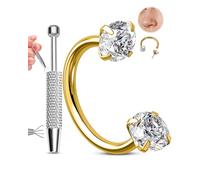 OUFER 20G Ferro di Cavallo Anello Naso Oro Senza Filettatura Acciaio Inossidabile 316L Piercing Ball Grabber Orecchini a Cerchio CZ Trasparente Piercing Helix Septum Daith Lobe Per Le Donna 7 mm