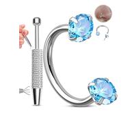 OUFER 20G Ferro di Cavallo Anello Naso Senza Filettatura Acciaio Inossidabile 316L Piercing Ball Grabber Orecchini a Cerchio CZ Blu Piercing Nostril Helix Septum Daith Lobe Per Le Donna 8 mm