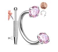OUFER 20G Ferro di Cavallo Anello Naso Senza Filettatura Acciaio Inossidabile 316L Piercing Ball Grabber Orecchini a Cerchio CZ Rosa Piercing Nostril Helix Septum Daith Lobe Per Le Donna 7 mm