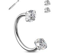 OUFER 20G Piercing Naso a Ferro di Cavallo da 8 mm, Elica, Cartilagine, Labbro, Orecchio Acciaio Chirurgico 316L, Doppia Pallina di Ricambio in Zirconia Cubica da 3 mm, Una Pallina per Piercing