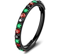 OUFER 20G Piercing Naso Clicker a Segmento Acciaio Chirurgico 316L Anello Naso Verde CZ Piercing Orecchio Helix Trago Rook Daith 8 mm per Donna