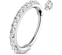 OUFER 20G Piercing Naso in Acciaio Chirurgico 316L con Segmento Incernierato Anello per il Naso con Zirconi Trasparenti Elica Trago Conchiglia Lobo Daith Piercing per Donna 6 mm