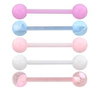 OUFER 5PCS Tongue Barbells 14G Acrylic Tongue Piercing Jewellery Candy Color Tounge Bars Tongue Piercing Jewellery Tongue Rings for Women pink