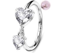 OUFER 8mm Piercing Naso Anello 925 Argento Nose Ring Doppio-Cuore 20G CZ Trasparente Pendente Nostril Piercing Rook Daith Gioielli per il Corpo per Donne