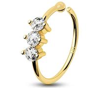 OUFER 9ct Oro Piercing Naso Nose Ring Hoop 20G 0.8mm Solid Nostril Earring 2mm CZ Cartilagine Orecchino Anello Helix Hoop Tragus Trago Rook Cartilage Gioielli Donna Gift 8mm