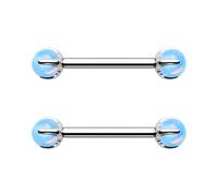 OUFER Body Piercing 14G Nipple Bars Titanium Nipple Barbell Rings Set Internally Nipple Piercing Tongue Bars Body Piercing Jewellery for Women Men 14MM