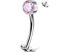 OUFER Body Piercing 14G Titanium Floating Belly Piercing Jewellery Bar filettato internamente Aqua CZ Belly Button Ring 10/12/14/16mm Hypoallergenic Curved Banana Barbell per donne uomini