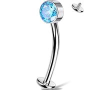 OUFER Body Piercing 14G Titanium Floating Belly Piercing Jewellery Bar filettato internamente Aqua CZ Belly Button Ring 10/12/14/16mm Hypoallergenic Curved Banana Barbell per donne uomini