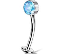 OUFER Body Piercing 14G Titanium Floating Belly Piercing Jewellery Bar filettato internamente Aqua CZ Belly Button Ring 10/12/14/16mm Hypoallergenic Curved Banana Barbell per donne uomini