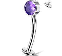 OUFER Body Piercing 14G Titanium Floating Belly Piercing Jewellery Bar filettato internamente Aqua CZ Belly Button Ring 10/12/14/16mm Hypoallergenic Curved Banana Barbell per donne uomini