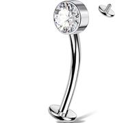 OUFER Body Piercing 14G Titanium Floating Belly Piercing Jewellery Bar filettato internamente Aqua CZ Belly Button Ring 10/12/14/16mm Hypoallergenic Curved Banana Barbell per donne uomini