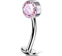 OUFER Body Piercing 14G Titanium Floating Belly Piercing Jewellery Bar filettato internamente Aqua CZ Belly Button Ring 10/12/14/16mm Hypoallergenic Curved Banana Barbell per donne uomini