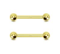 OUFER Body Piercing 14K Gold Nipple Bars Nipple Tongue Piercing Bars 14G Nipple Piercings Ball Nipple Barbell Bridge Piercing Jewellery