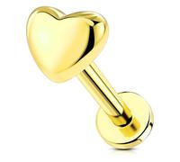 OUFER Body Piercing 16G Helix Piercing Jewellery 14K Solid Gold Lip Stud Bar Threadless Flat Back Labret Earrings Push in Conch Tragus Jewelry 8mm Heart Star Lip Piercing Studs