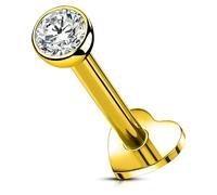 OUFER Body Piercing 16G Helix Piercing Studs Titanium Labret Lip Piercings Jewellery Gold Flat Back Earrings Internally 5/6/8/10/12mm Cartilage Tragus Conch Bars