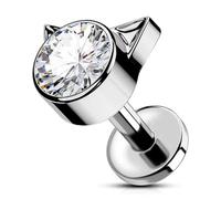 OUFER Body Piercing 16G Tragus Cartilage Forward Helix Stud Earrings Titanium Labret Lip Internally 5/6/8/10/12mm Medusa Flat Back Piercings Earrings