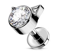 OUFER Body Piercing 16G Tragus Cartilage Forward Helix Stud Earrings Titanium Labret Lip Internally 5/6/8/10/12mm Medusa Flat Back Piercings Earrings