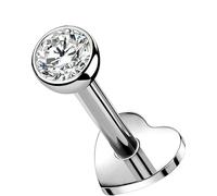 OUFER Body Piercing 18G/1.0MM Helix Piercing Jewellery Titanium Labret Earring Stud Clear CZ Lip Bar 5/6/8/10/12mm Nose Piercing Stud Flat Back Earrings