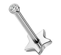 OUFER Body Piercing 18G/1.2mm Titanium Labret Piercing Jewellery Clear Lip Stud Helix Tragus Conch Lobe Earrings 5/6/8/10/12mm Flat Back Earring Nose Stud