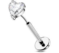 OUFER Body Piercing 18G Orecchino a elica 6/8mm Orecchino Orecchino a Labbro 316L Acciaio Inossidabile Orecchino a elica Cuore Senza Filo Flat Back Orecchino a elica Labret Bar per Donne