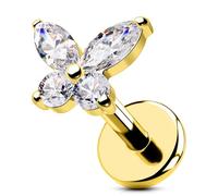 OUFER Body Piercing 18G Surgical Steel Lip Piercing Hypoallergenic Butterfly Helix Stud Clear Cubic Zirconia Tragus Conch Labret Piercing Jewelry 6/8mm Flat Back Earring