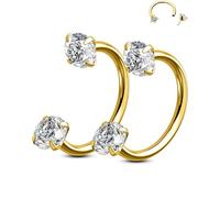 OUFER Body Piercing 2PCS 316L Surgical Steel Horseshoe Nose Rings Hoops 20G Push Pin Threadless Nose Rings For Women Men CZ Horseshoe Septum Lip Eyebrow Helix Daith Ear Piercing Jewelry 7mm/8mm