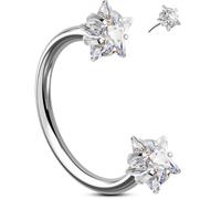 OUFER Body Piercing 316L Surgical Steel Horseshoe Nose Rings Hoops 20G Push Pin Threadless Nose Rings For Women Men CZ Horseshoe Septum Lip Eyebrow Helix Daith Ear Piercing Jewelry 7mm/8mm