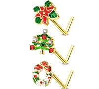 OUFER Body Piercing 3pcs Gioiello per Piercing al Naso L Shaped 20G Nostril Piercing Nose Bar in Acciaio Inossidabile 316L Stainless Steel