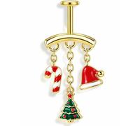 OUFER Body Piercing Christmas 16G Stainless Steel Vertical Helix Earring | Internally Threaded Helix Earring With Xmas Charms Candy Cane Santa Hat Tree Hypoallergenic Christmas Party Holiday Gift