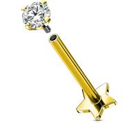 OUFER Body Piercing Gold Labret Piercing Titanium Lip Piercings Medusa Stud Bar 16G Helix Earrings 5/6/8/10/12mm Tragus Bar Internally Conch Flat Back Earrings Women