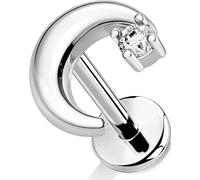 OUFER Body Piercing Helix Stud 18G Stainless Steel Moon CZ Labret Piercing Jewelry Internally Threaded 6mm Bar Gold/Silver Cartilage Earring Tragus Lip Piercings for Women