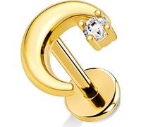 OUFER Body Piercing Helix Stud 18G Stainless Steel Moon CZ Labret Piercing Jewelry Internally Threaded 6mm Bar Gold/Silver Cartilage Earring Tragus Lip Piercings for Women