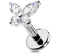 OUFER Body Piercing Internally Labret Piercing Jewellery Titanium Lip Piercings 16G Lip Stud Butterfly Helix Earrings 6/8/10/12mm Tragus Bar Flat Back Earrings