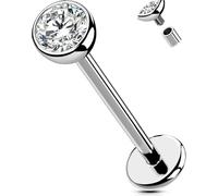OUFER Body Piercing Labbro Piercing Internally Helix Piercing Jewellery Titano Lip Stud 18G 6/8/10/12mm Tragus Conch Lobe Piercings Stud Bar CZ Labret Piercing Jewellery