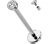 OUFER Body Piercing Labbro Piercing Internally Helix Piercing Jewellery Titano Lip Stud 18G 6/8/10/12mm Tragus Conch Lobe Piercings Stud Bar CZ Labret Piercing Jewellery