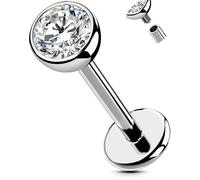 OUFER Body Piercing Labbro Piercing Internally Helix Piercing Jewellery Titano Lip Stud 18G 6/8/10/12mm Tragus Conch Lobe Piercings Stud Bar CZ Labret Piercing Jewellery