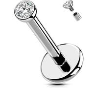 OUFER Body Piercing Labbro Piercing Internally Helix Piercing Jewellery Titano Lip Stud 18G 6/8/10/12mm Tragus Conch Lobe Piercings Stud Bar CZ Labret Piercing Jewellery