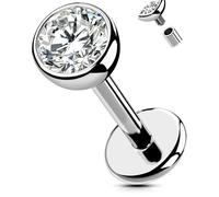 OUFER Body Piercing Labbro Piercing Internally Helix Piercing Jewellery Titano Lip Stud 18G 6/8/10/12mm Tragus Conch Lobe Piercings Stud Bar CZ Labret Piercing Jewellery