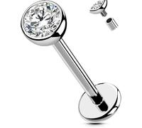 OUFER Body Piercing Labbro Piercing Internally Helix Piercing Jewellery Titano Lip Stud 18G 6/8/10/12mm Tragus Conch Lobe Piercings Stud Bar CZ Labret Piercing Jewellery